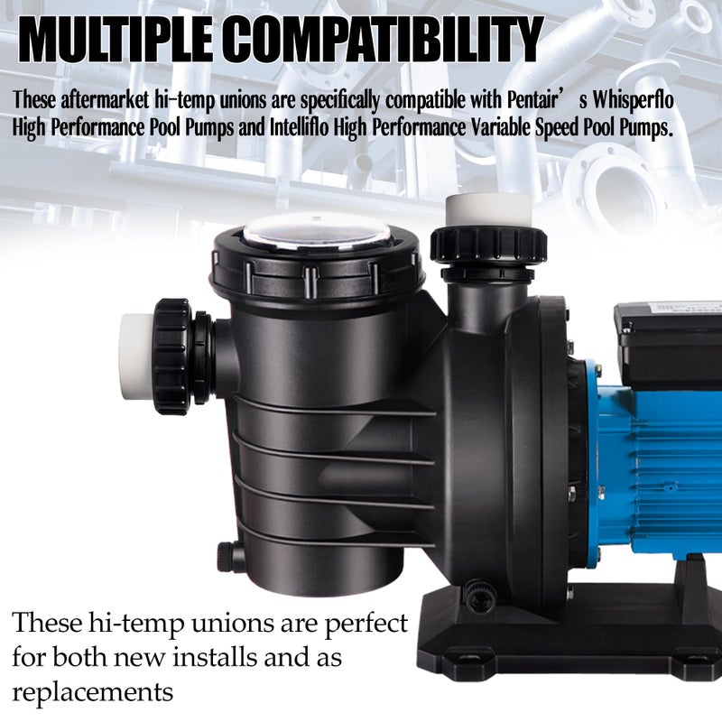 TonGass (2-Pack) 2"" MIP x 2"" PVC Hi-Temp Unions  Compatible with Pentair Whisperflo & Intelliflo Pool Pumps - Hand-Tightened Pool Pump High Temp Unions - Replacement for Schedule 40 Male Adapters - Image 4